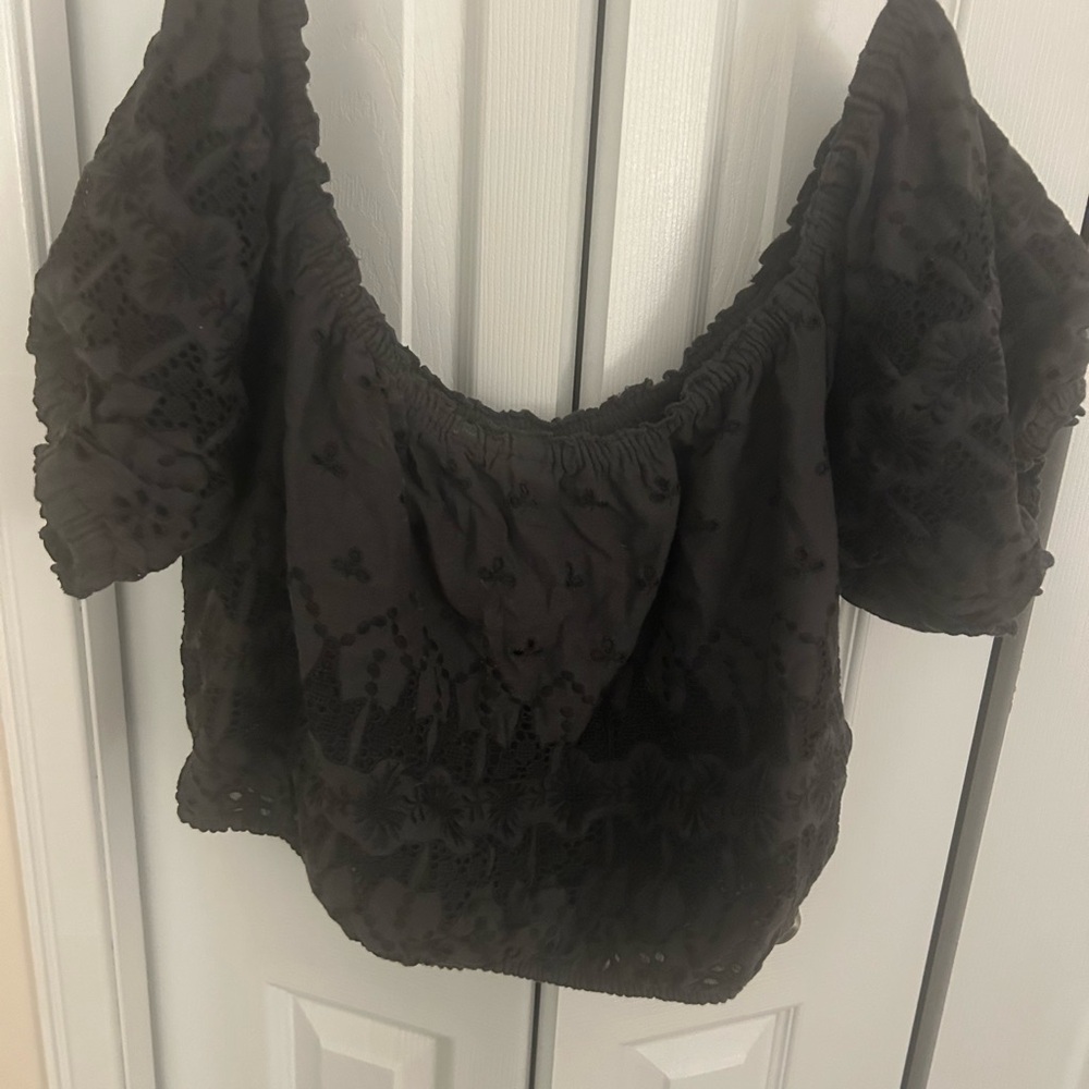 Elegant Black Lace Off-Shoulder Top